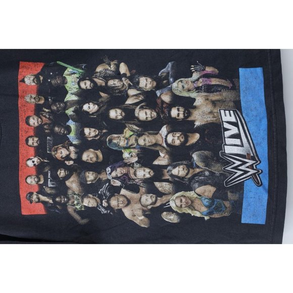Vintage Y2K WWE Boys Large Faded WWE Live Smackdown Raw Wrestling T-Shirt Black - Picture 4 of 9